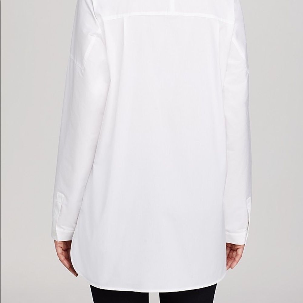 Lafayette 148  Cotton Bernice  Mandarin Collar Button Down Tunic‎ With Pockets M - Picture 2 of 11